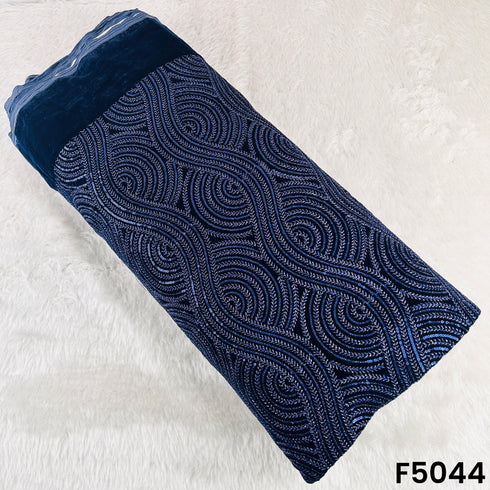 Zari Sequins Embroidered Velvet Fabric-F5044